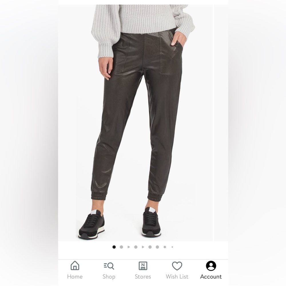 Spanx Women's Black Jogger Pants, faux leather, medium